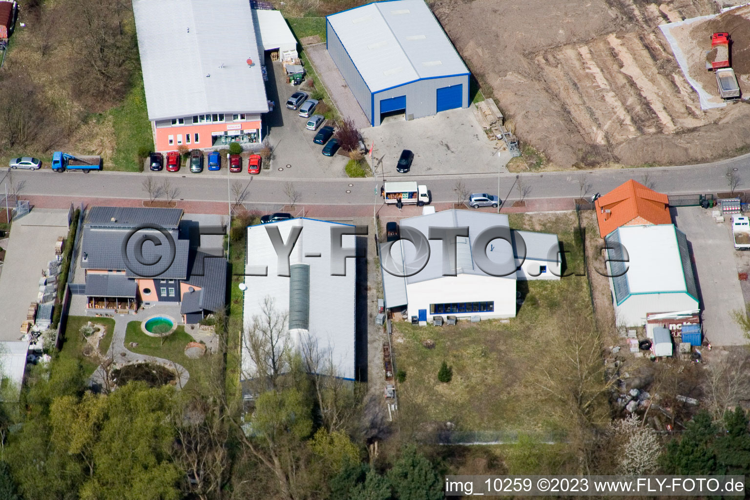 Jockgrim in the state Rhineland-Palatinate, Germany seen from a drone