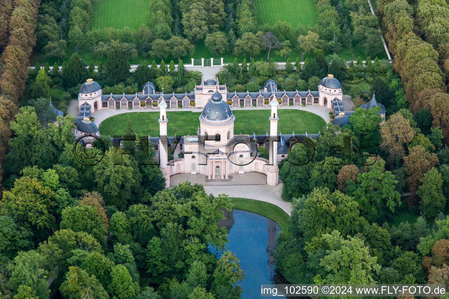 Bird's eye view of Schwetzingen in the state Baden-Wuerttemberg, Germany