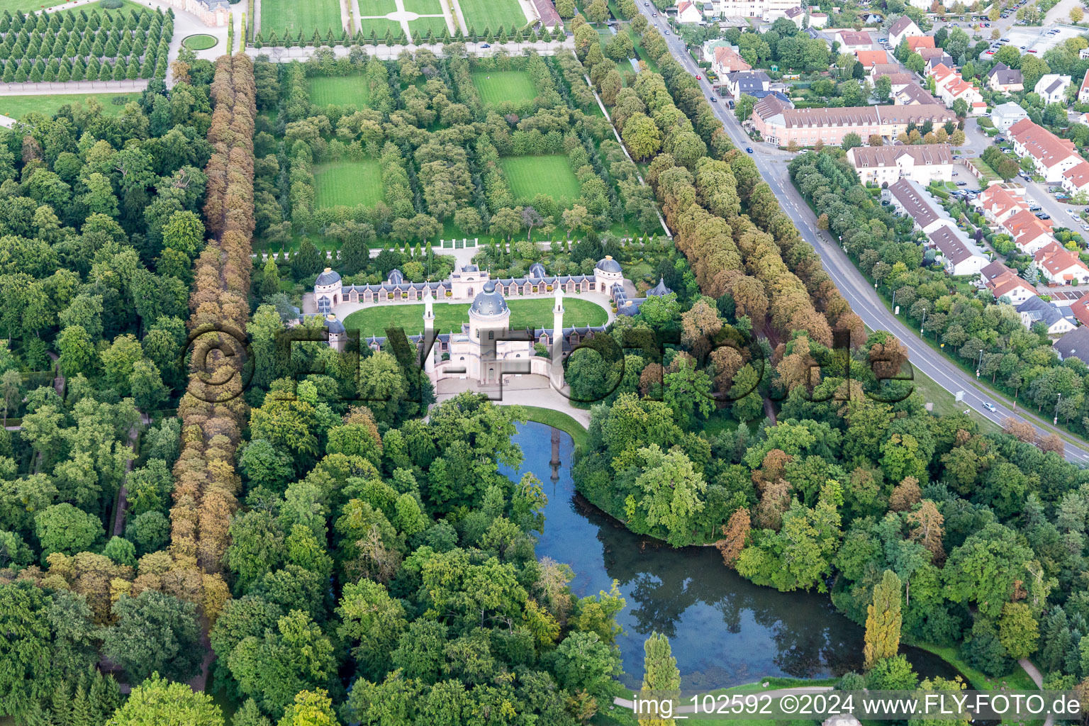 Drone recording of Schwetzingen in the state Baden-Wuerttemberg, Germany