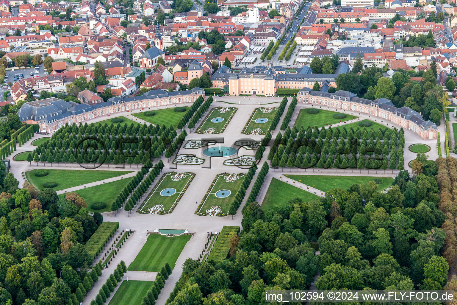 Schwetzingen in the state Baden-Wuerttemberg, Germany from the drone perspective