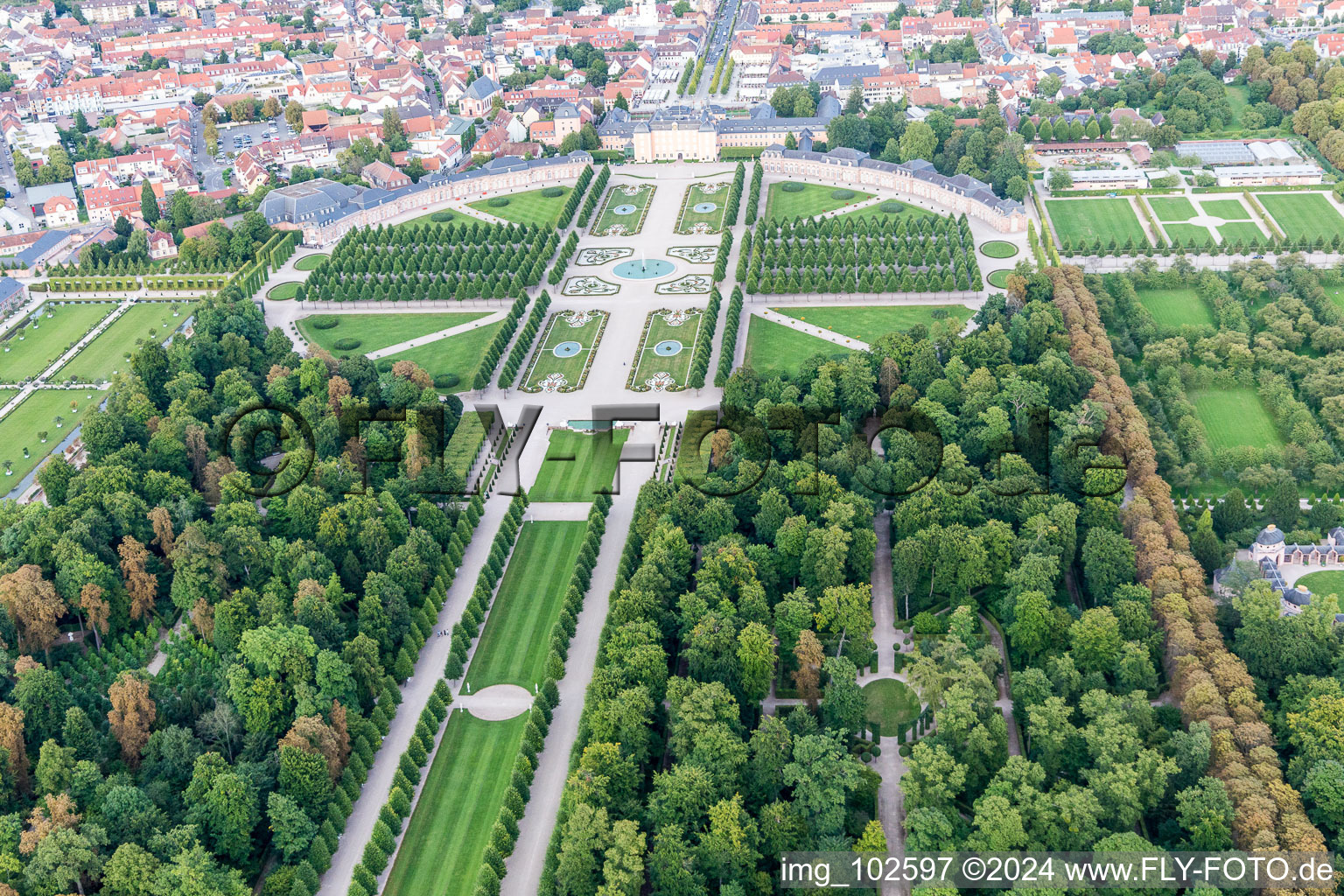 Aerial view of Schwetzingen in the state Baden-Wuerttemberg, Germany