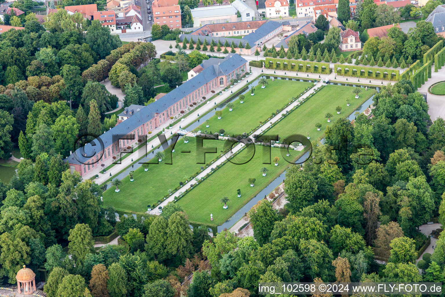 Aerial photograpy of Schwetzingen in the state Baden-Wuerttemberg, Germany