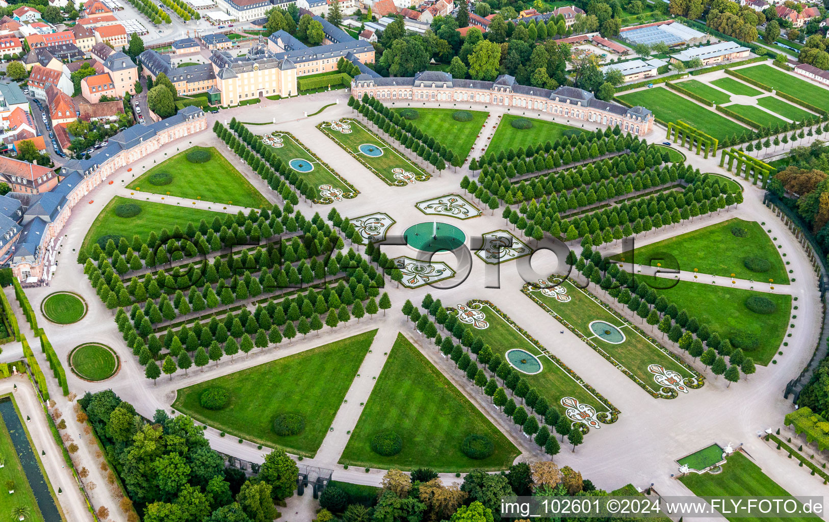 Building complex in the park of the castle Schloss Schwetzingen Mittelbau in Schwetzingen in the state Baden-Wurttemberg, Germany