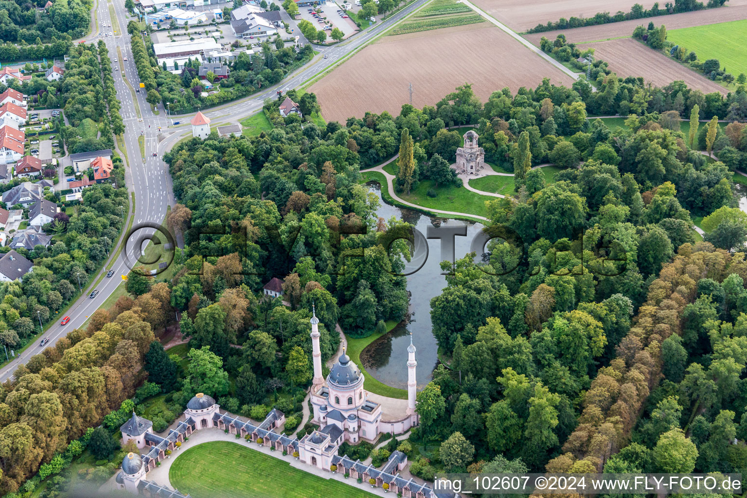 Schwetzingen in the state Baden-Wuerttemberg, Germany from the plane