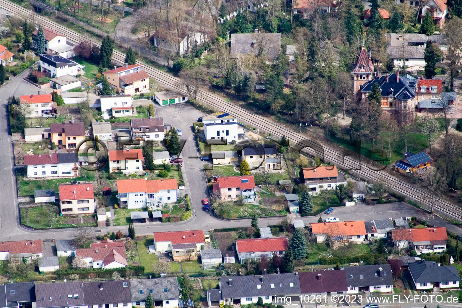 Aerial view of Jockgrim in the state Rhineland-Palatinate, Germany