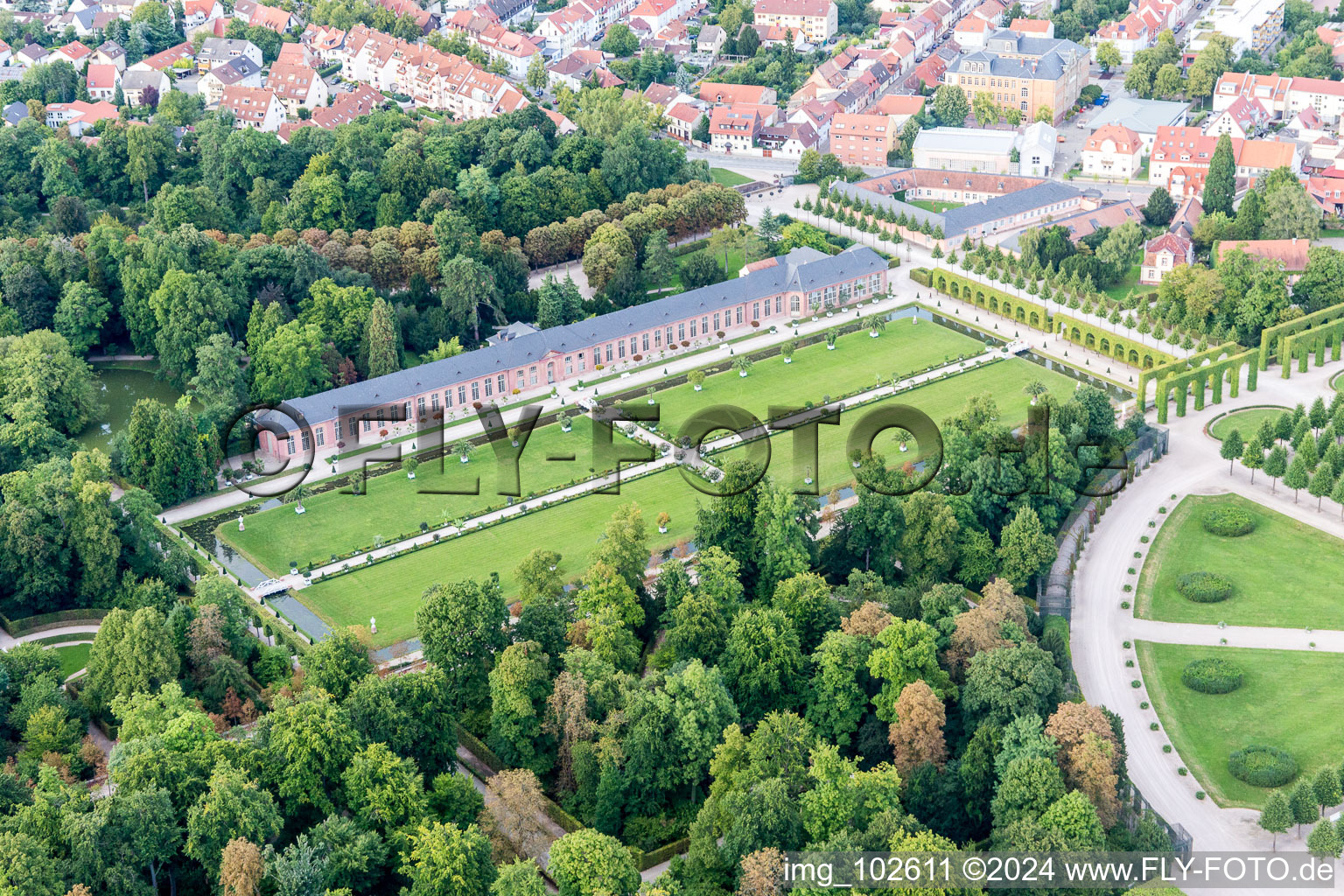 Drone recording of Schwetzingen in the state Baden-Wuerttemberg, Germany