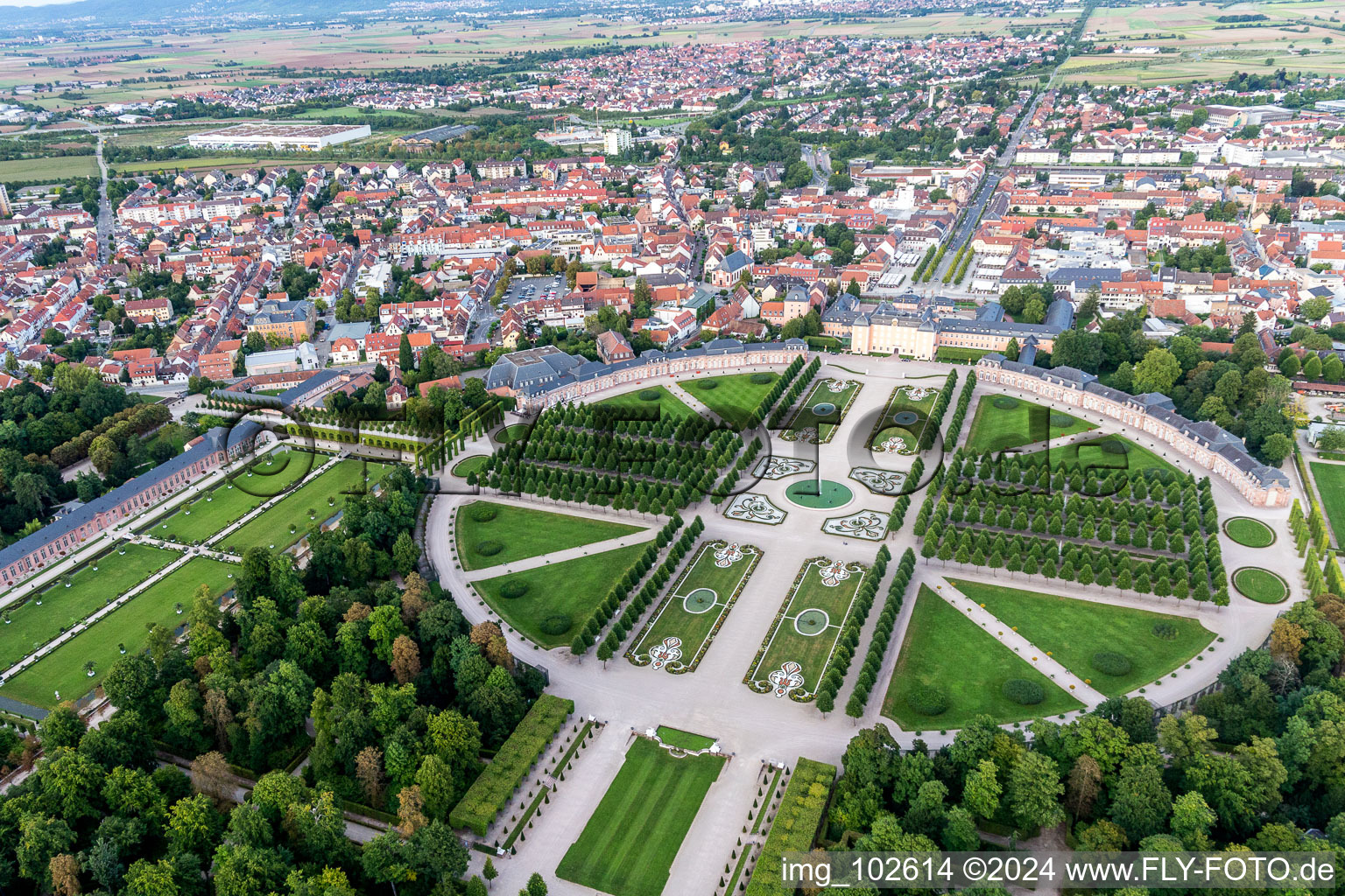 Schwetzingen in the state Baden-Wuerttemberg, Germany from the drone perspective