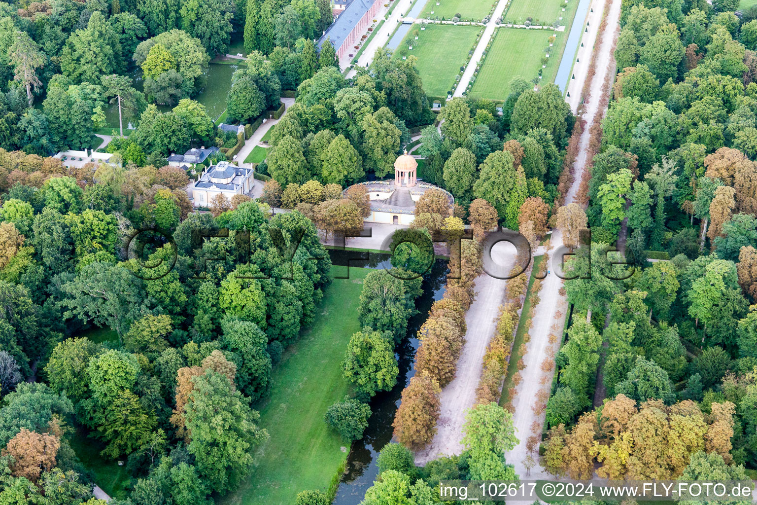 Schwetzingen in the state Baden-Wuerttemberg, Germany from a drone