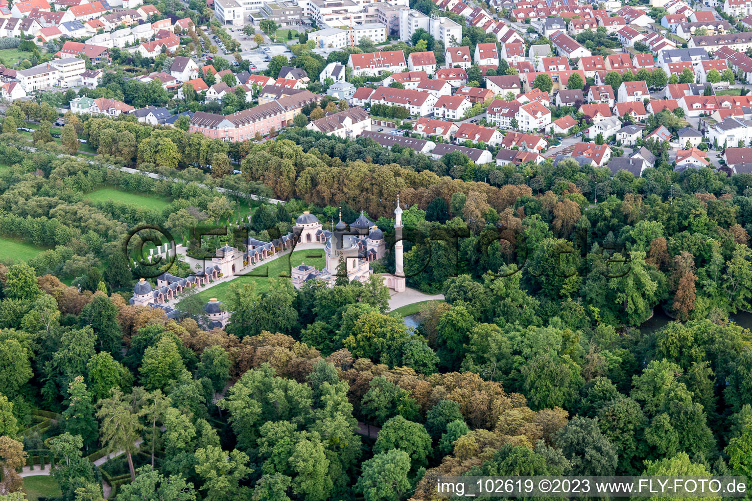 Aerial view of Schwetzingen in the state Baden-Wuerttemberg, Germany