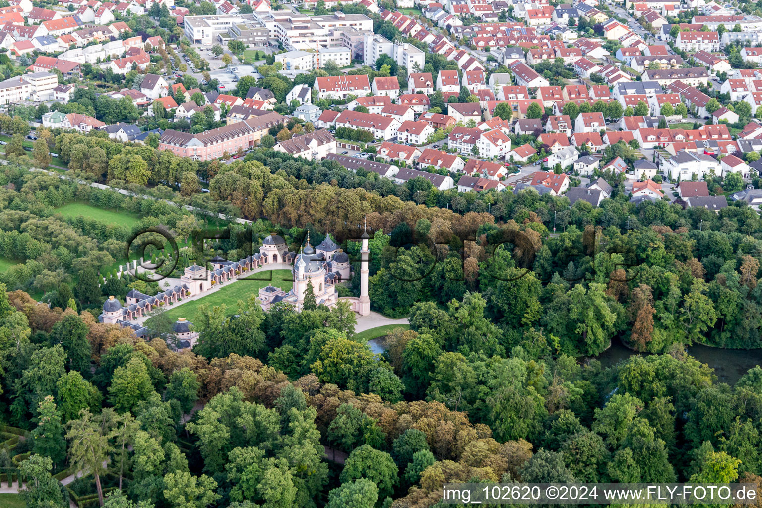 Aerial photograpy of Schwetzingen in the state Baden-Wuerttemberg, Germany