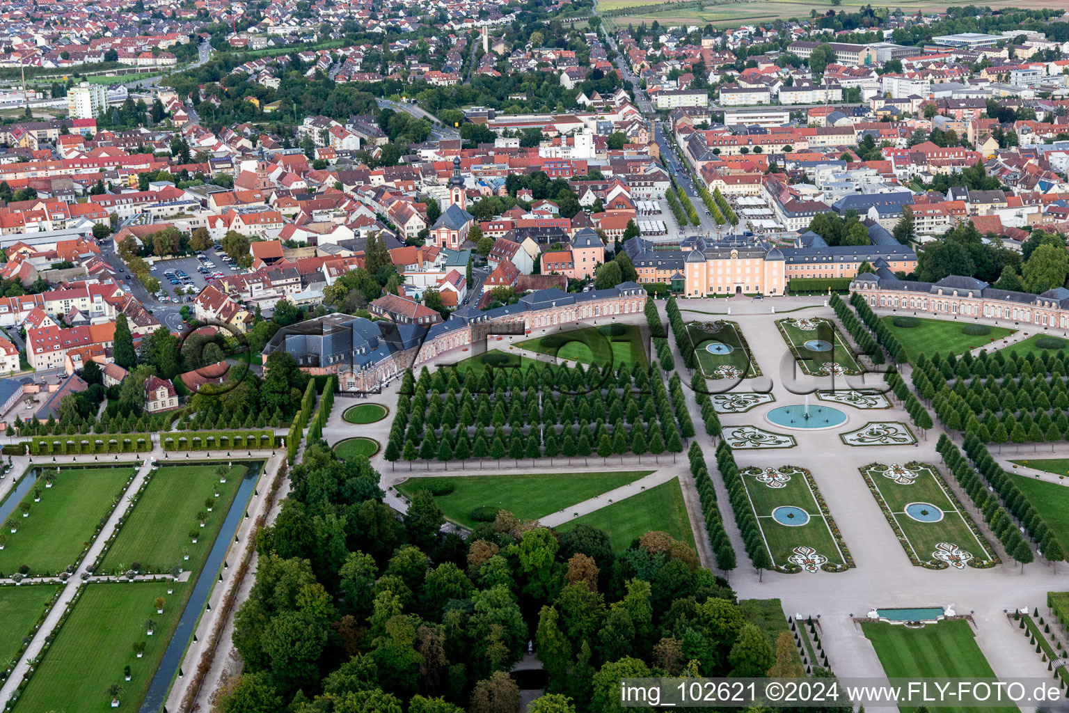 Oblique view of Schwetzingen in the state Baden-Wuerttemberg, Germany