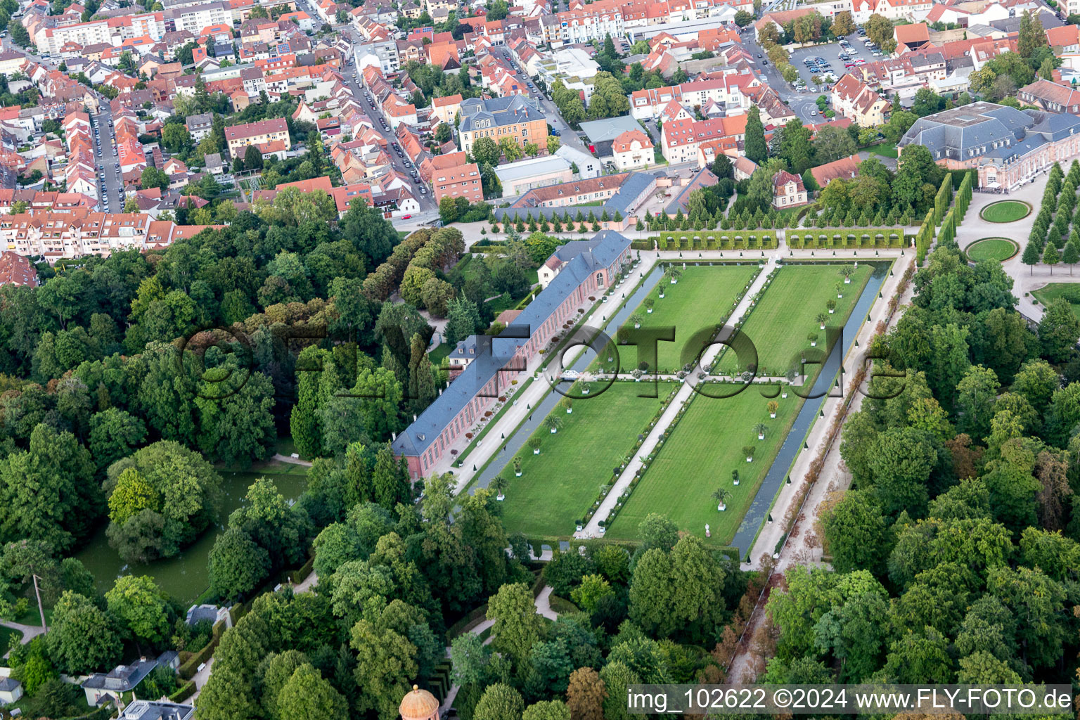 Schwetzingen in the state Baden-Wuerttemberg, Germany from above