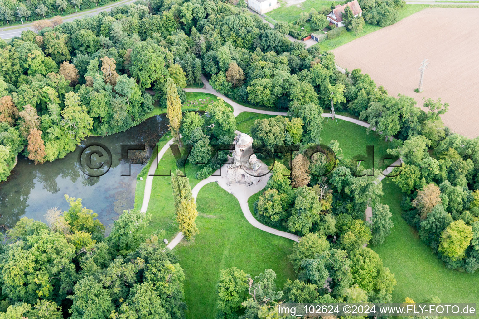 Schwetzingen in the state Baden-Wuerttemberg, Germany seen from above