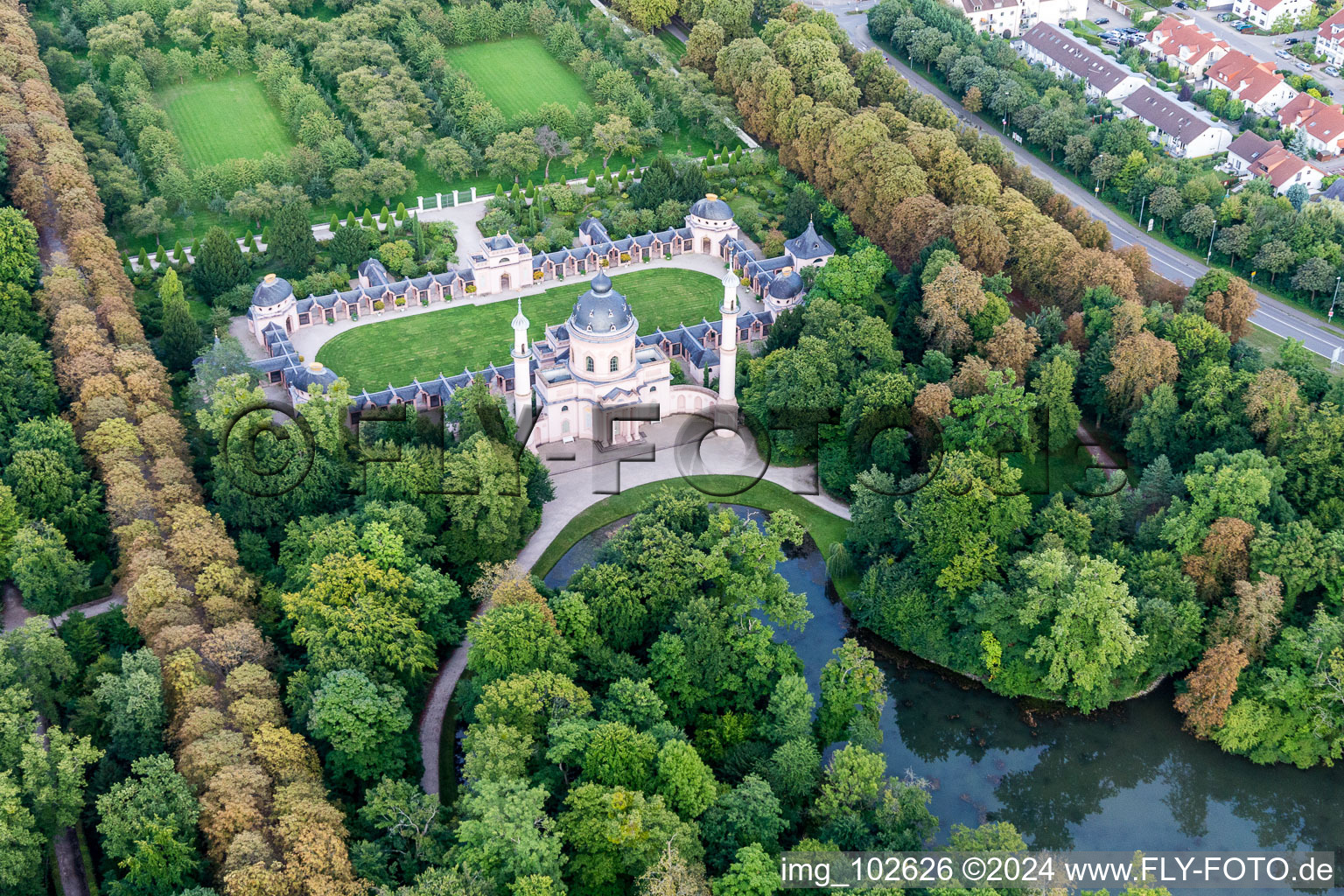 Bird's eye view of Schwetzingen in the state Baden-Wuerttemberg, Germany