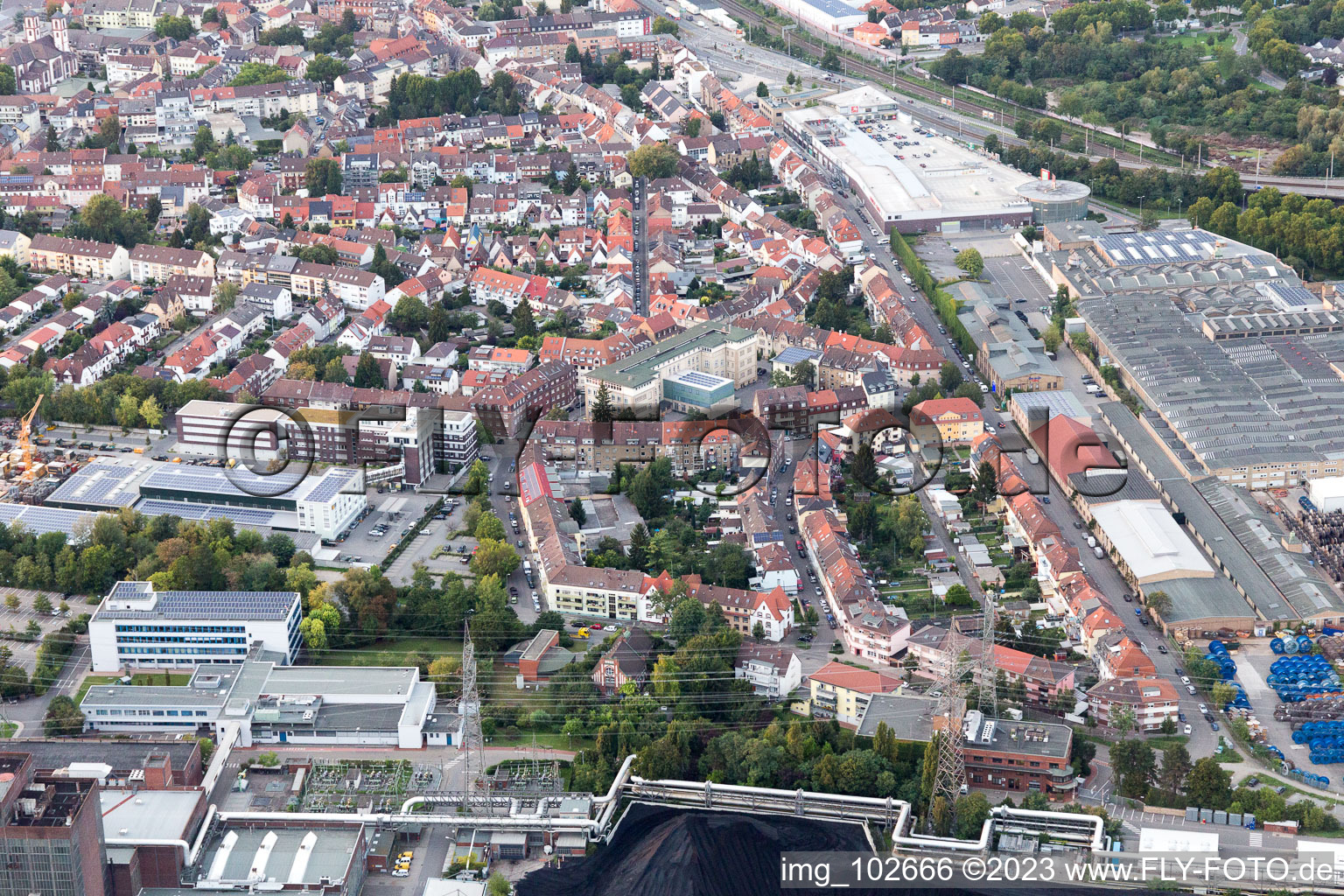 District Neckarau in Mannheim in the state Baden-Wuerttemberg, Germany out of the air