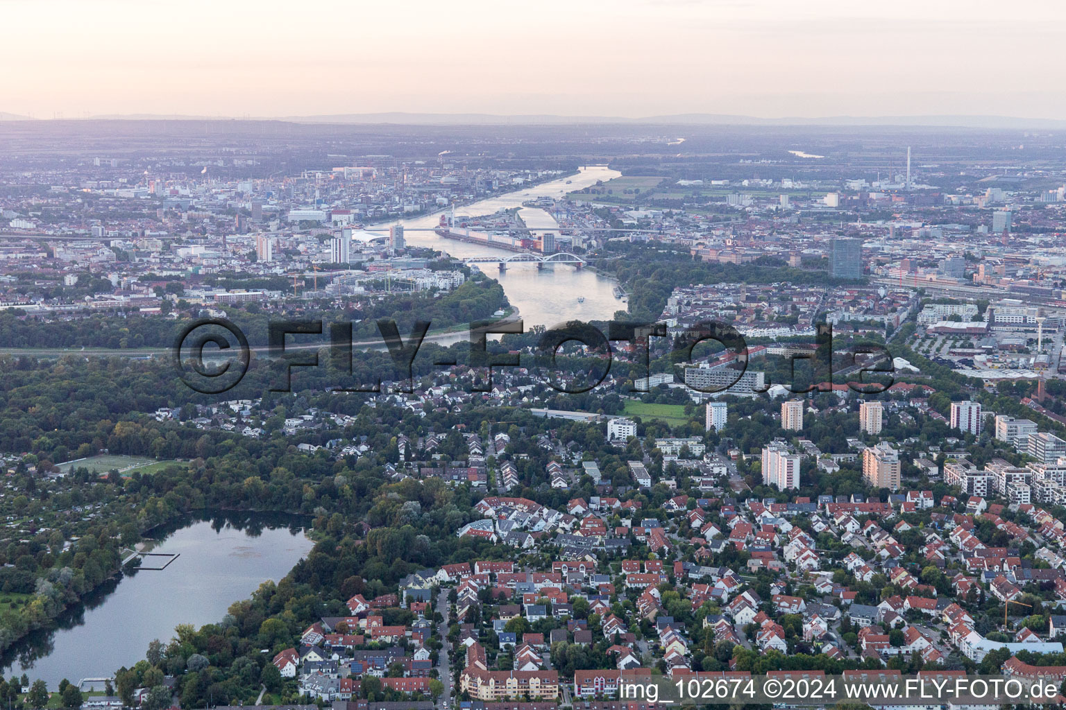 Altrip in the state Rhineland-Palatinate, Germany from a drone