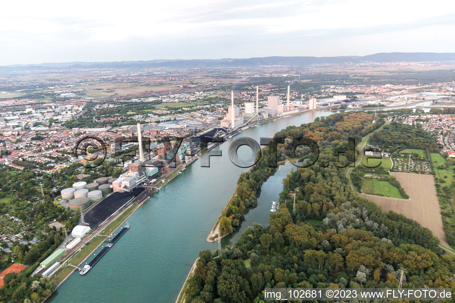 Altrip in the state Rhineland-Palatinate, Germany seen from a drone