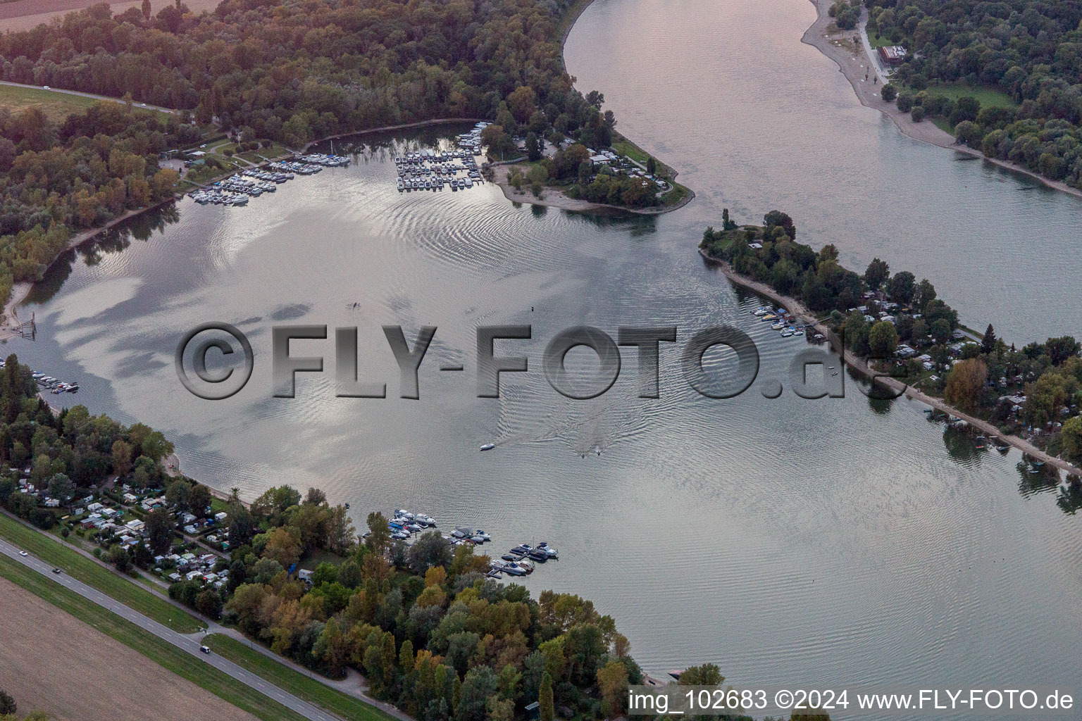 Aerial photograpy of Altrip in the state Rhineland-Palatinate, Germany