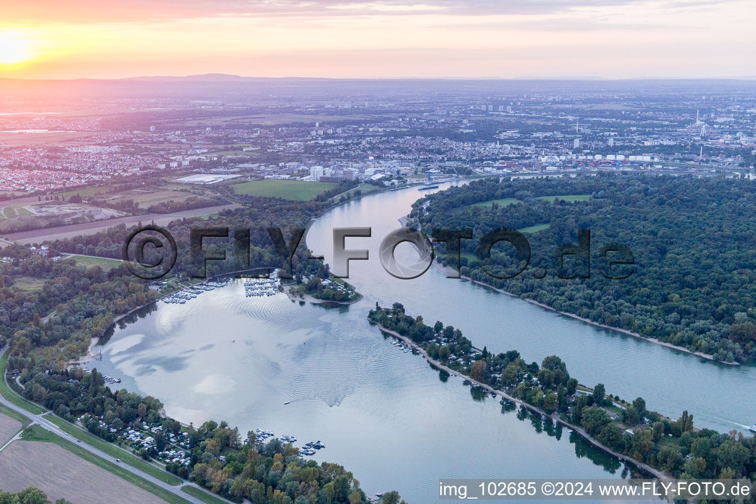 Altrip in the state Rhineland-Palatinate, Germany from above