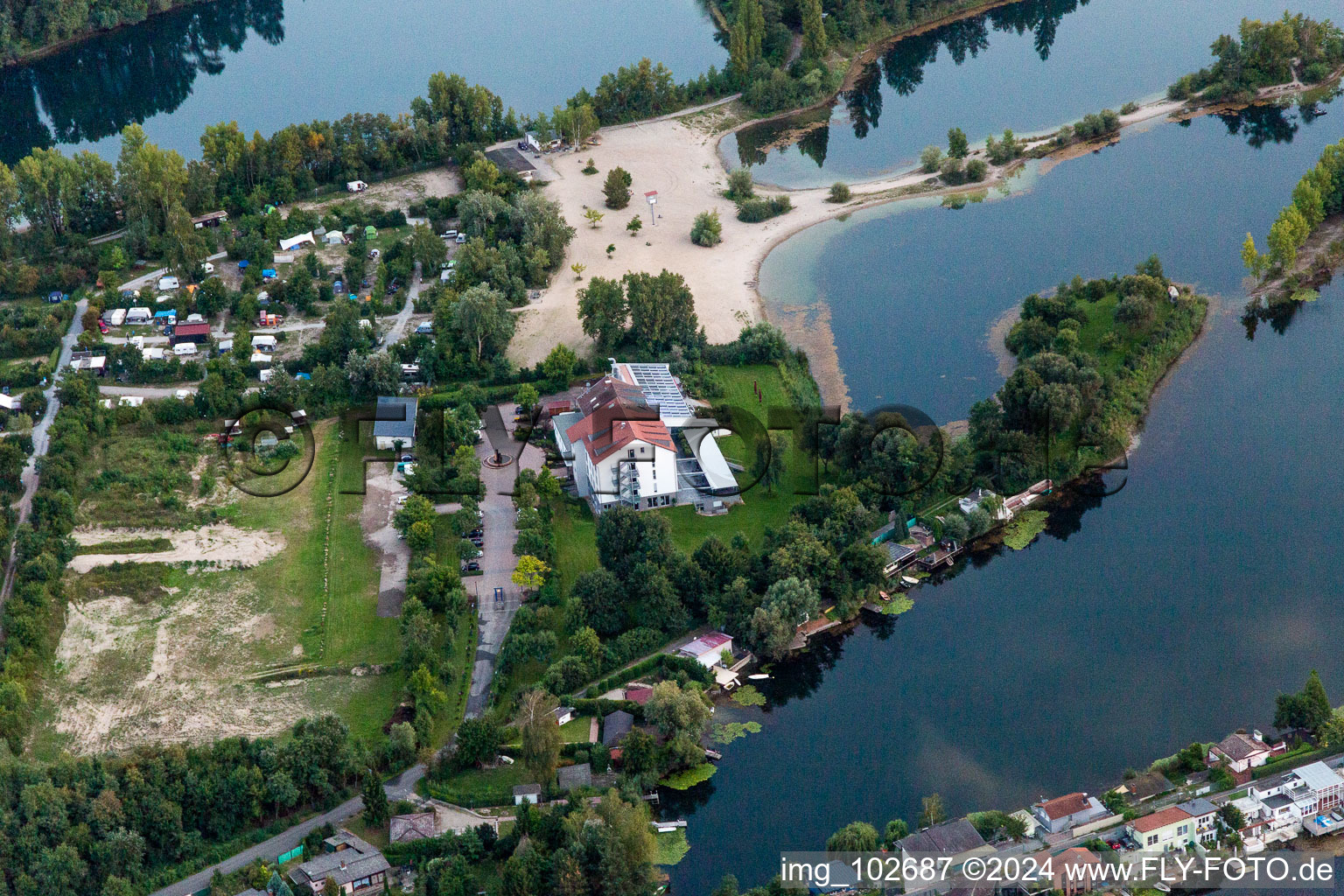 Altrip in the state Rhineland-Palatinate, Germany seen from above