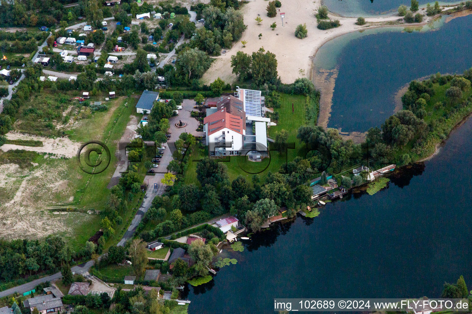 Bird's eye view of Altrip in the state Rhineland-Palatinate, Germany