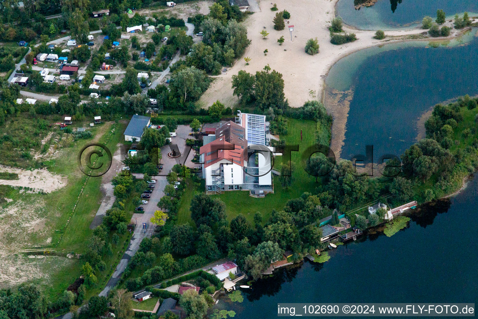 Altrip in the state Rhineland-Palatinate, Germany viewn from the air