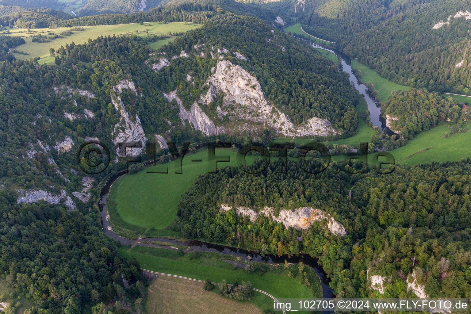 Aerial view of Fridingen an der Donau in the state Baden-Wuerttemberg, Germany