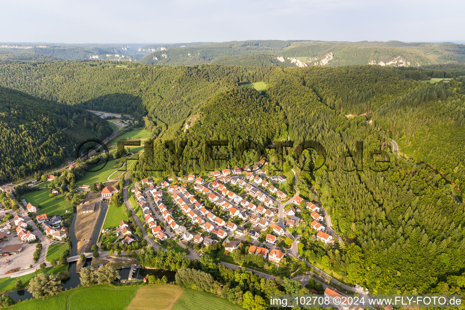 Fridingen an der Donau in the state Baden-Wuerttemberg, Germany from above