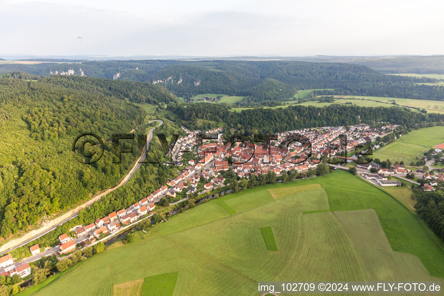 Fridingen an der Donau in the state Baden-Wuerttemberg, Germany out of the air