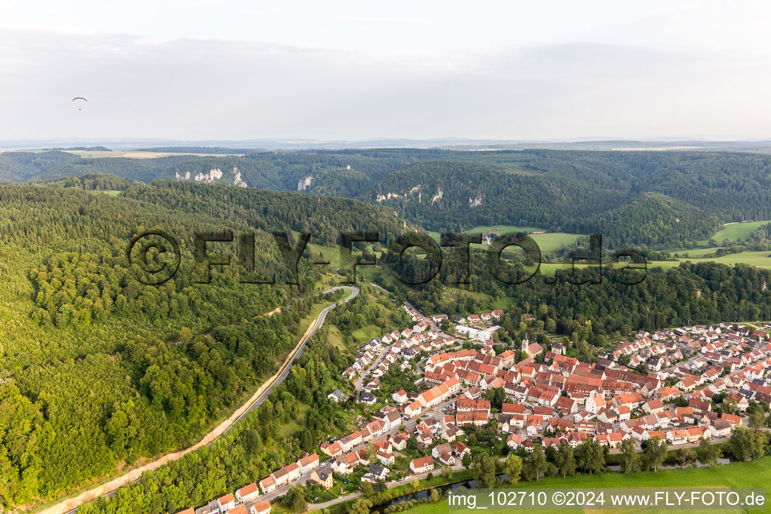 Fridingen an der Donau in the state Baden-Wuerttemberg, Germany seen from above