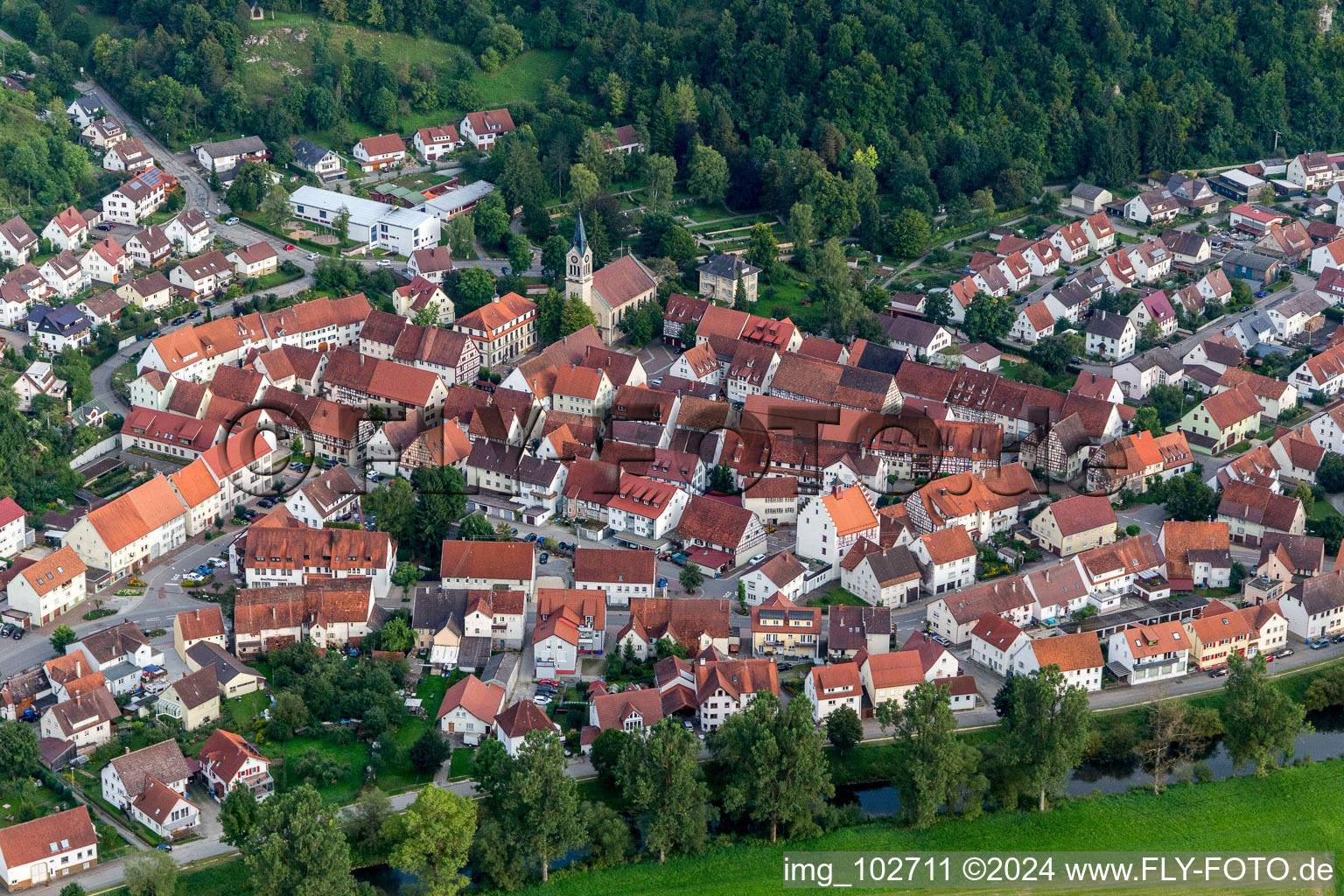 Fridingen an der Donau in the state Baden-Wuerttemberg, Germany from the plane