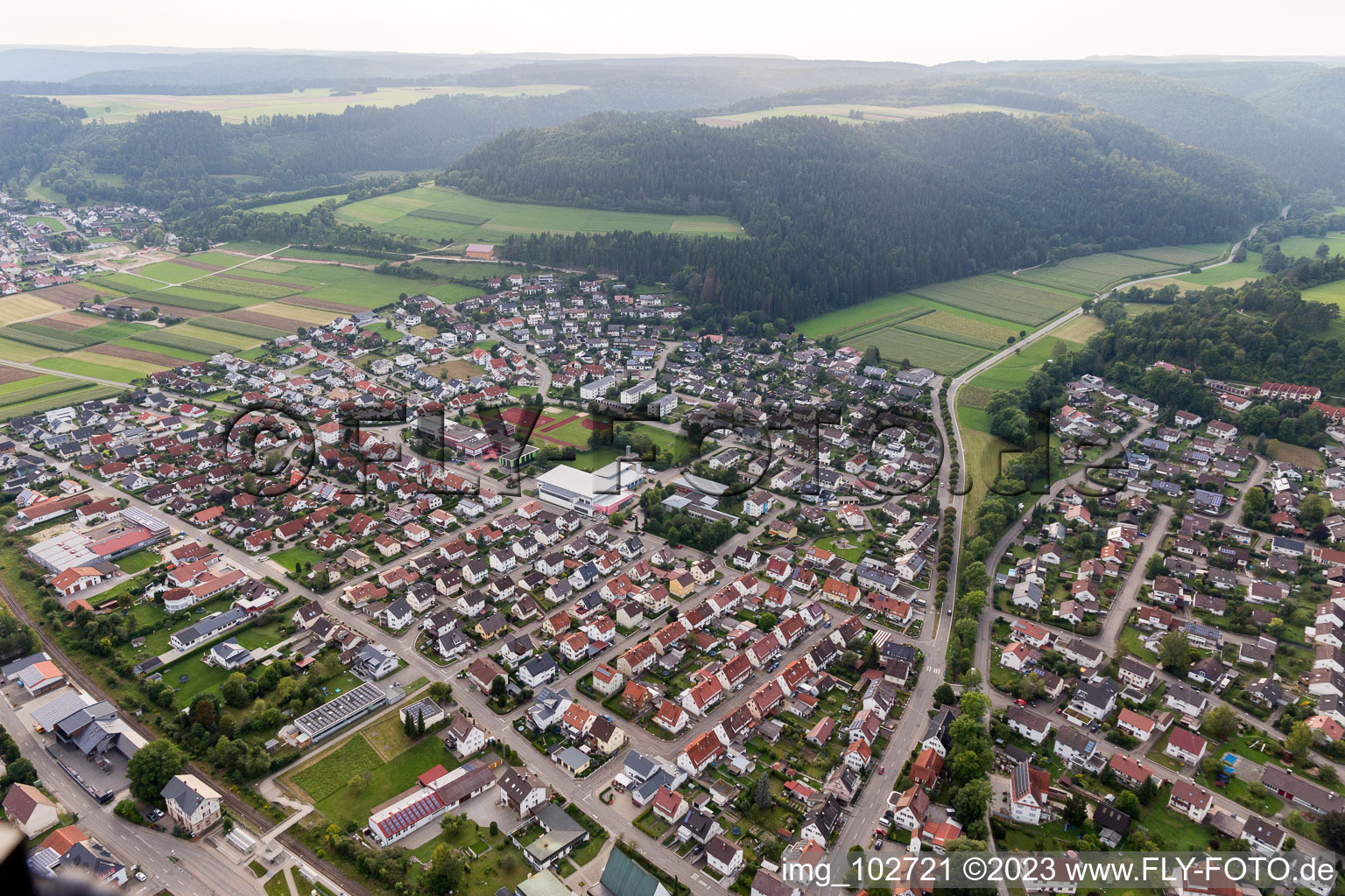 Mühlheim an der Donau in the state Baden-Wuerttemberg, Germany seen from above