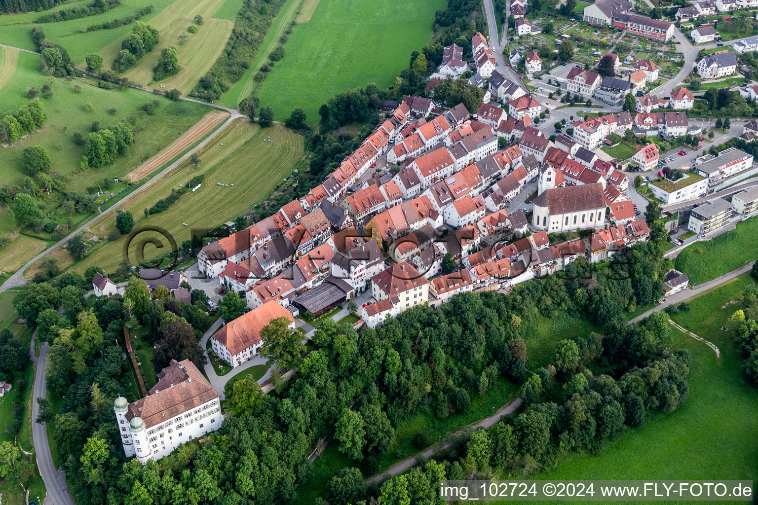 Mühlheim an der Donau in the state Baden-Wuerttemberg, Germany from the plane