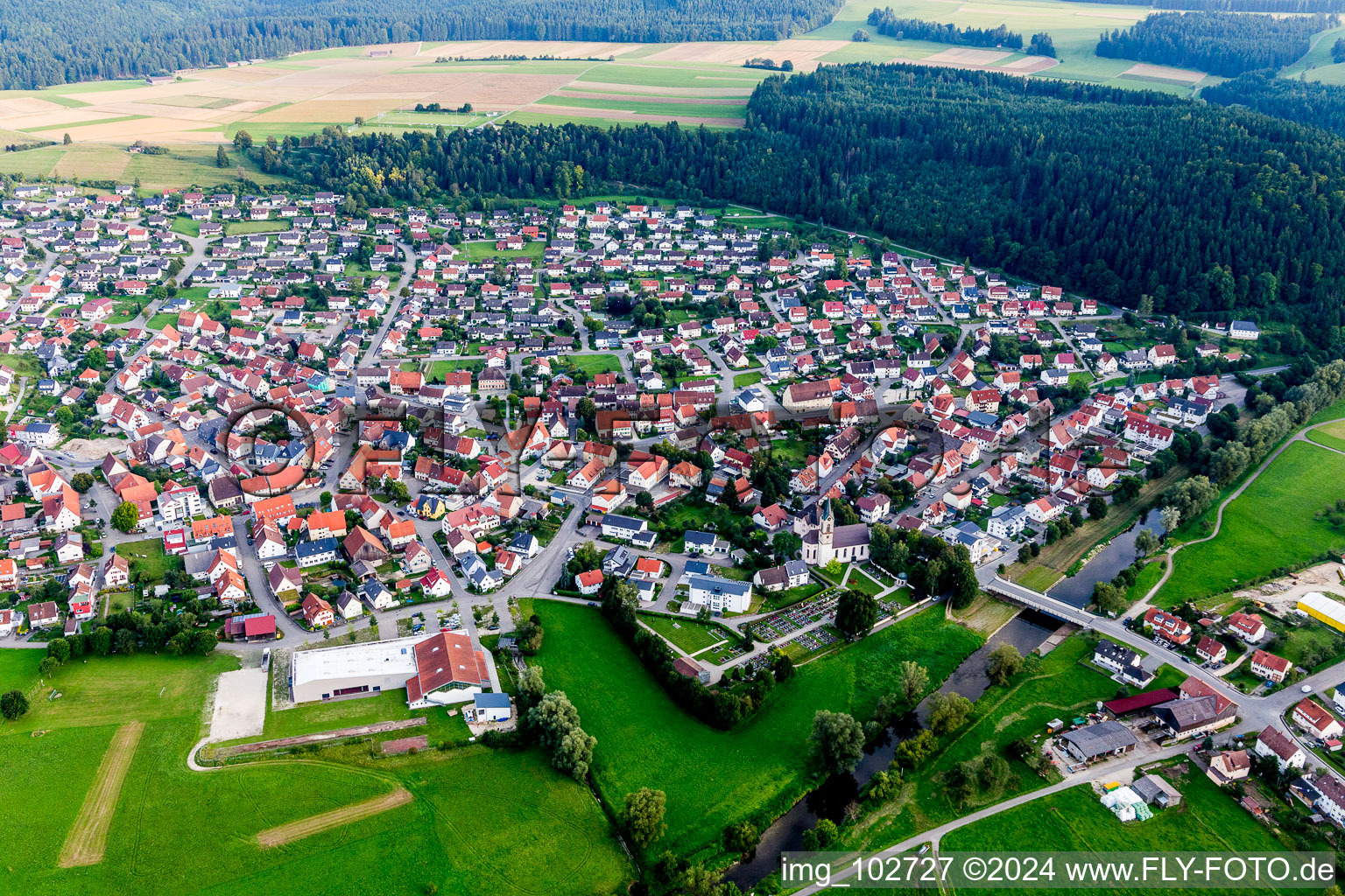 Town View of the streets and houses of the residential areas in the district Nendingen in Tuttlingen in the state Baden-Wurttemberg, Germany