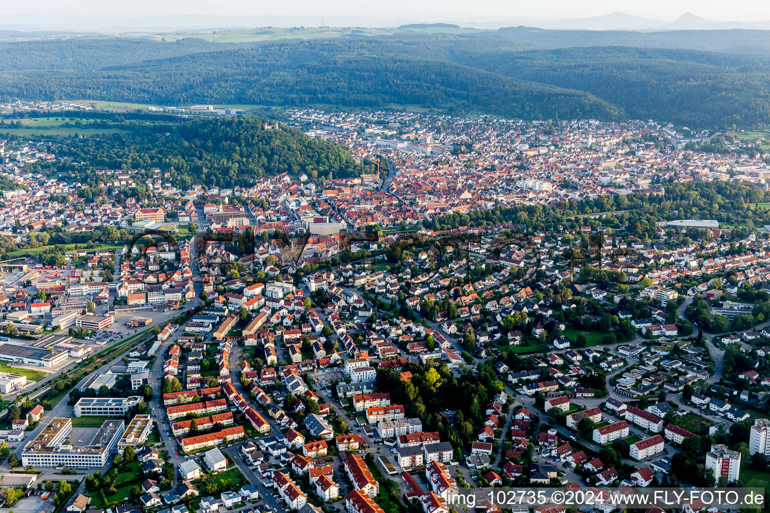 Oblique view of Tuttlingen in the state Baden-Wuerttemberg, Germany