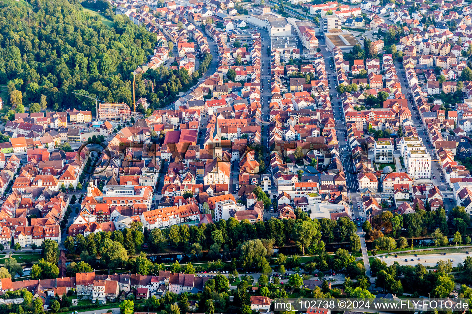 City view of downtown area in Tuttlingen in the state Baden-Wurttemberg, Germany