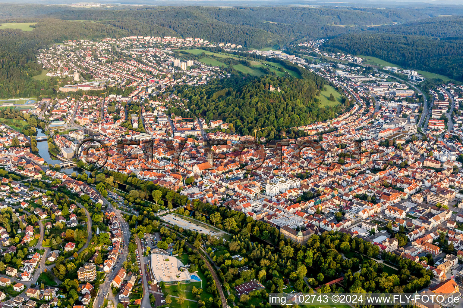 Castle of the fortress Honberg above the town at the Danube in Tuttlingen in the state Baden-Wurttemberg, Germany