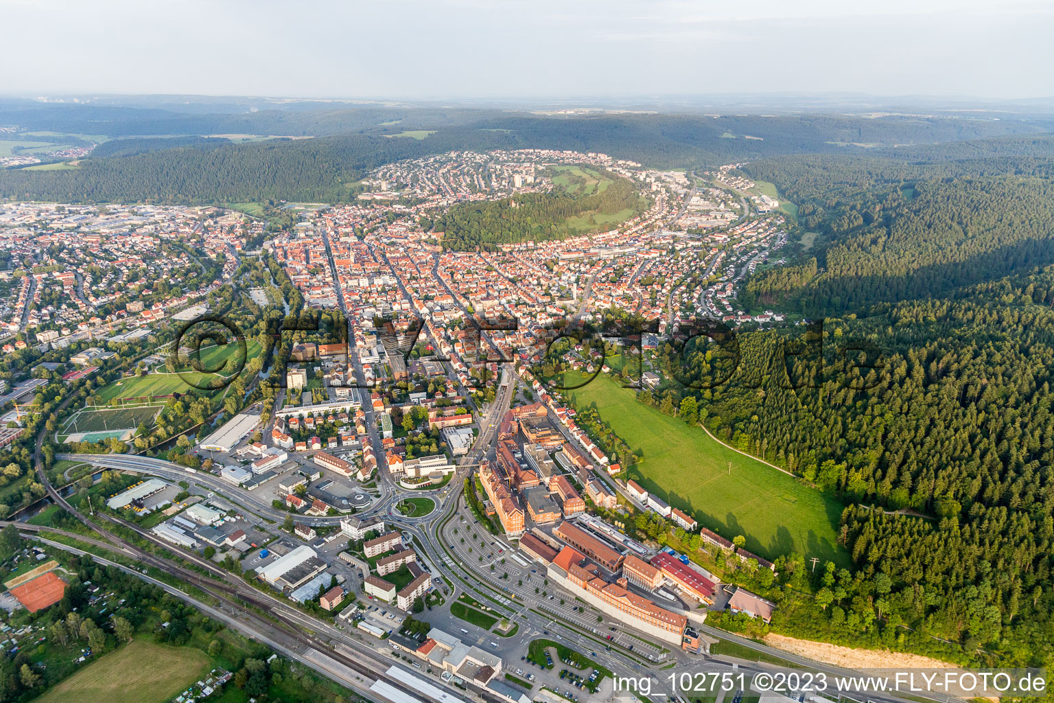 Aerial photograpy of Suburbia in Tuttlingen in the state Baden-Wuerttemberg, Germany