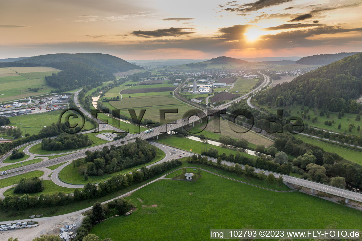 Aerial view of Geisingen in the state Baden-Wuerttemberg, Germany