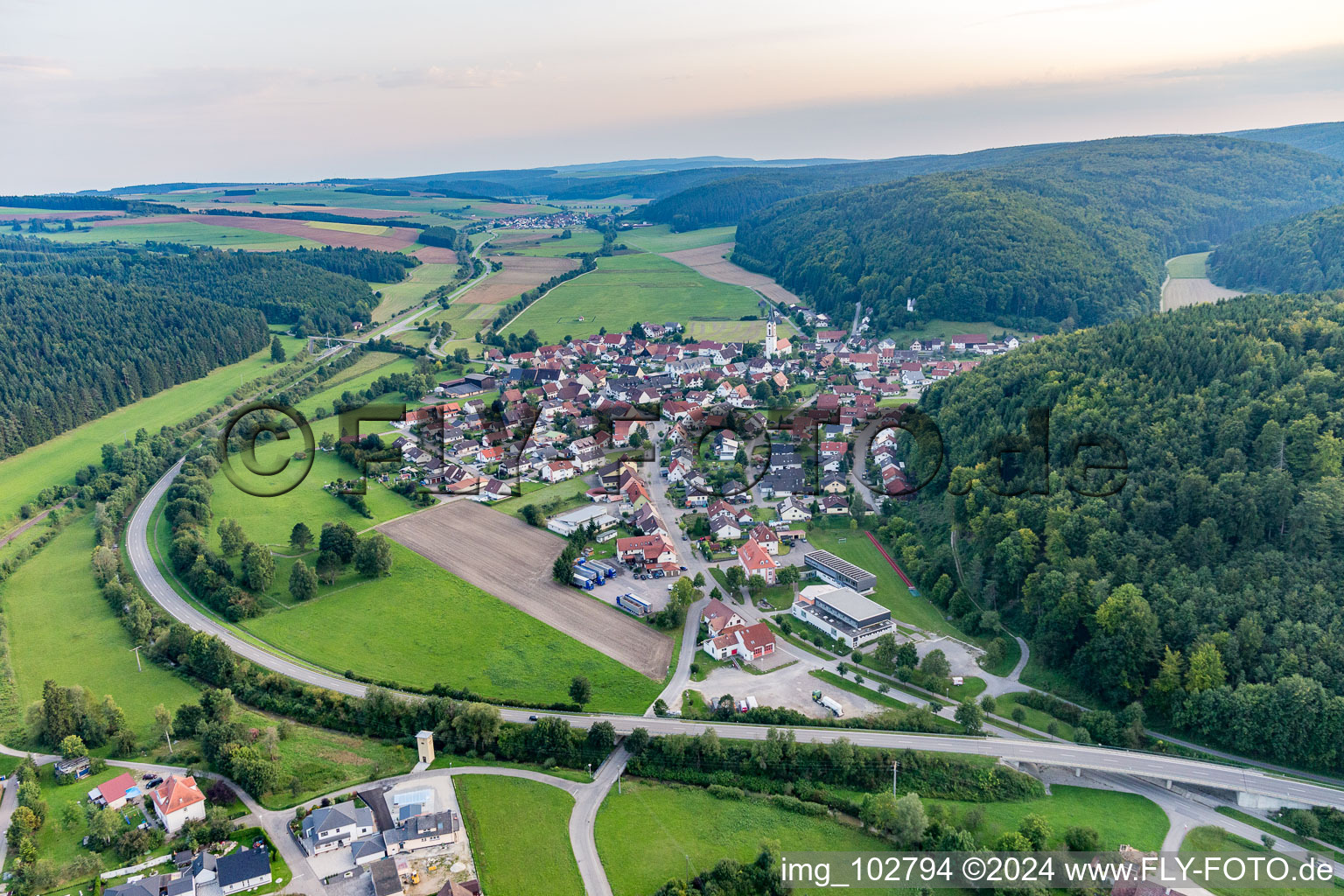 Aerial photograpy of Geisingen in the state Baden-Wuerttemberg, Germany