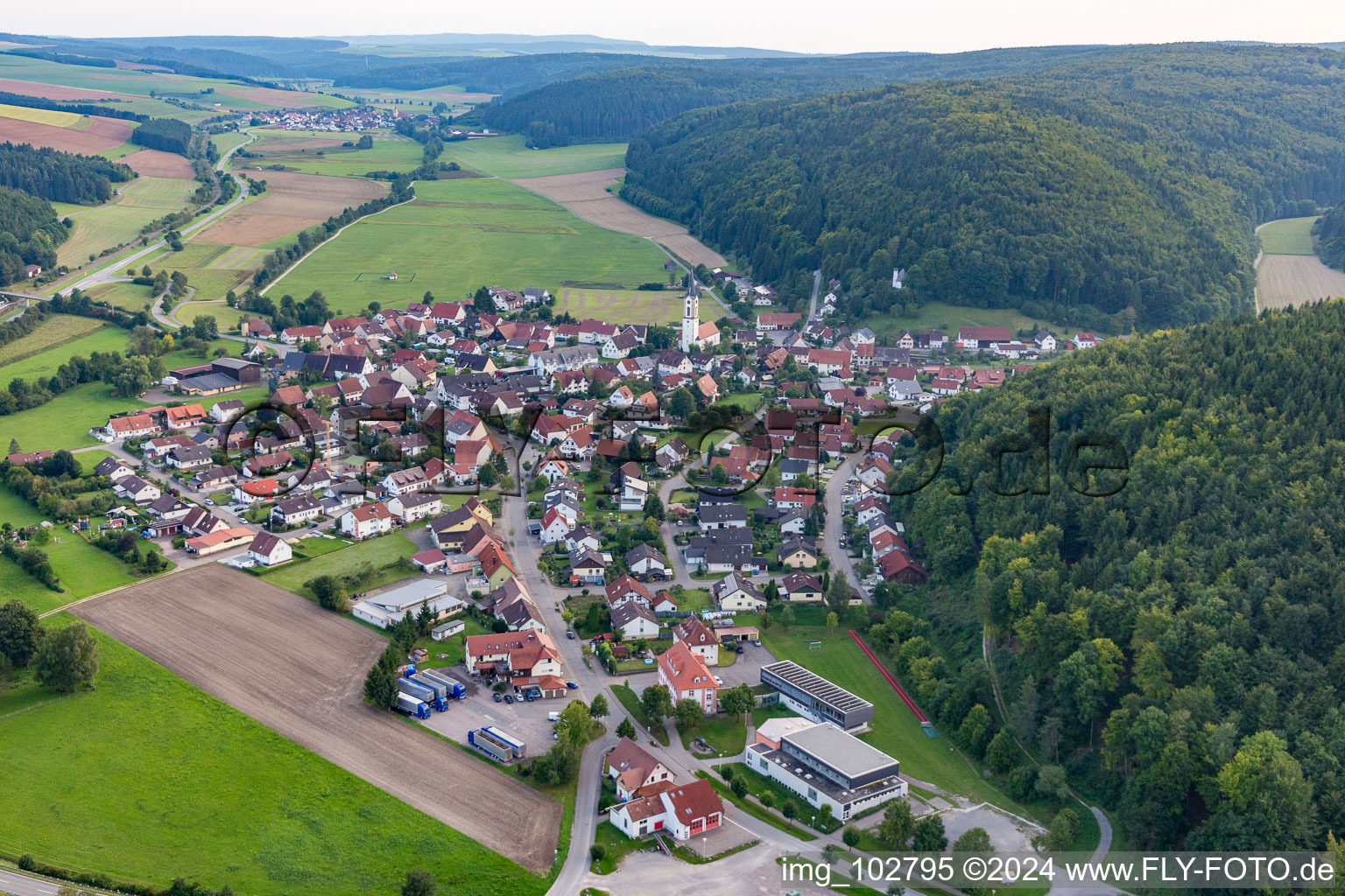 Oblique view of Geisingen in the state Baden-Wuerttemberg, Germany