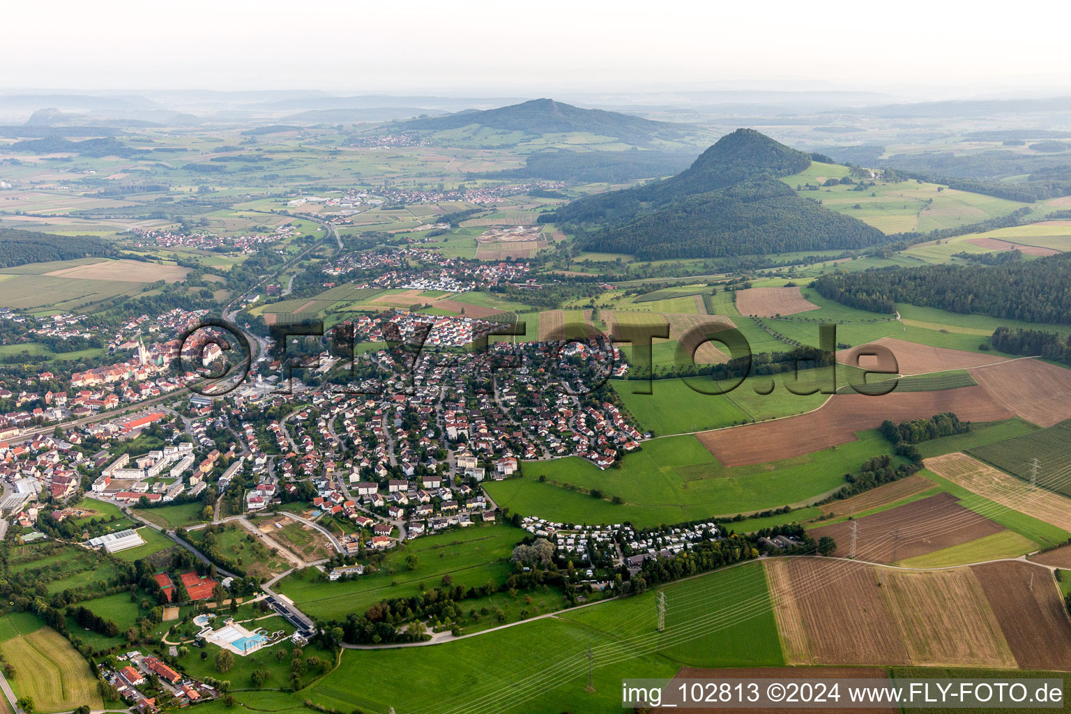 Bird's eye view of Engen in the state Baden-Wuerttemberg, Germany