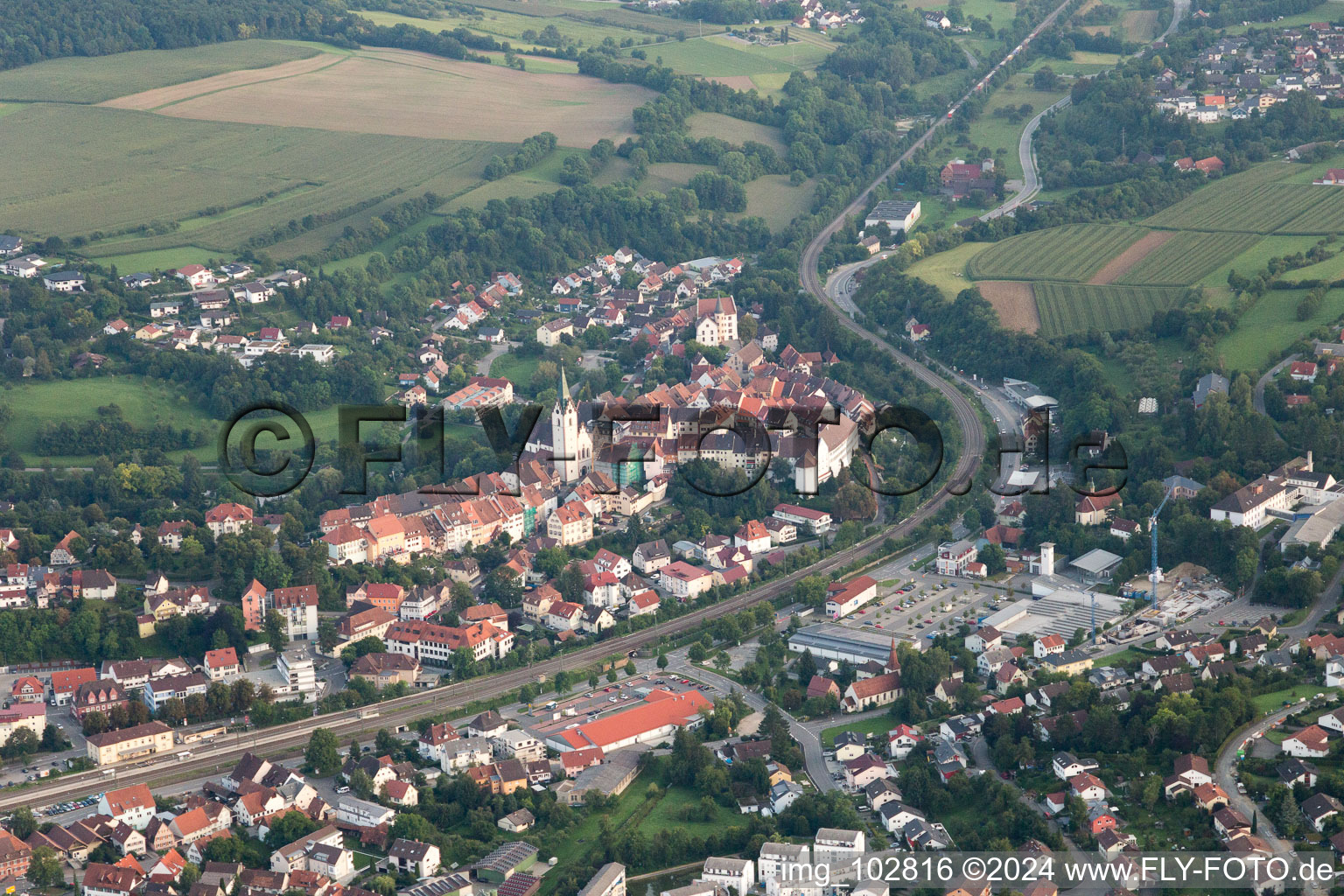 Drone image of Engen in the state Baden-Wuerttemberg, Germany