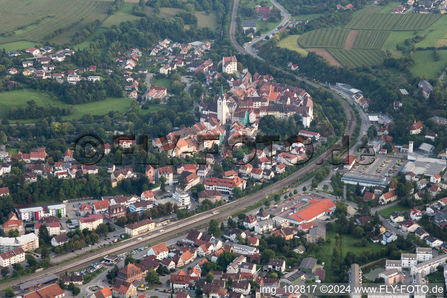 Engen in the state Baden-Wuerttemberg, Germany from the drone perspective