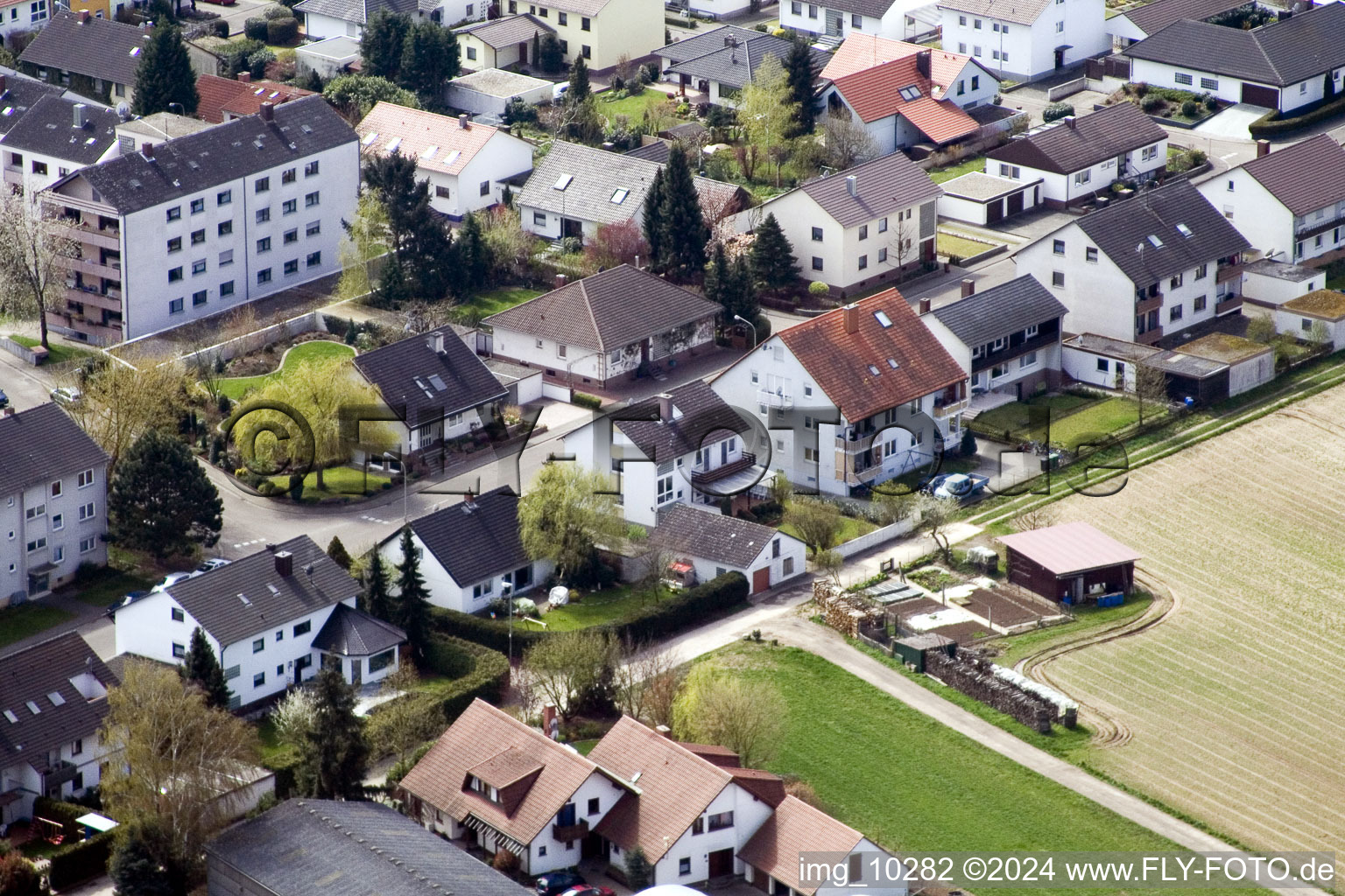 At the water tower in Kandel in the state Rhineland-Palatinate, Germany from above