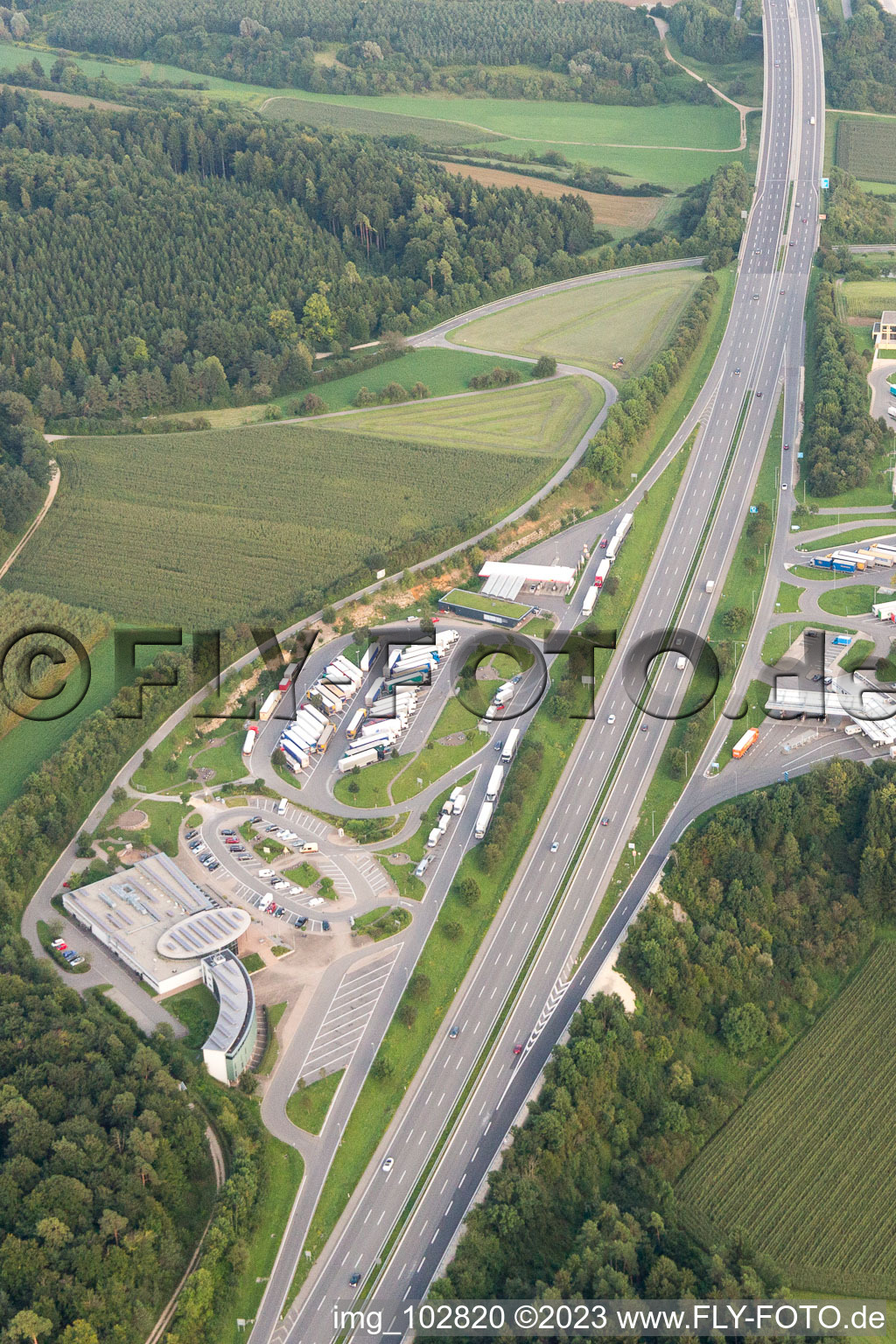 Aerial view of Engen in the state Baden-Wuerttemberg, Germany
