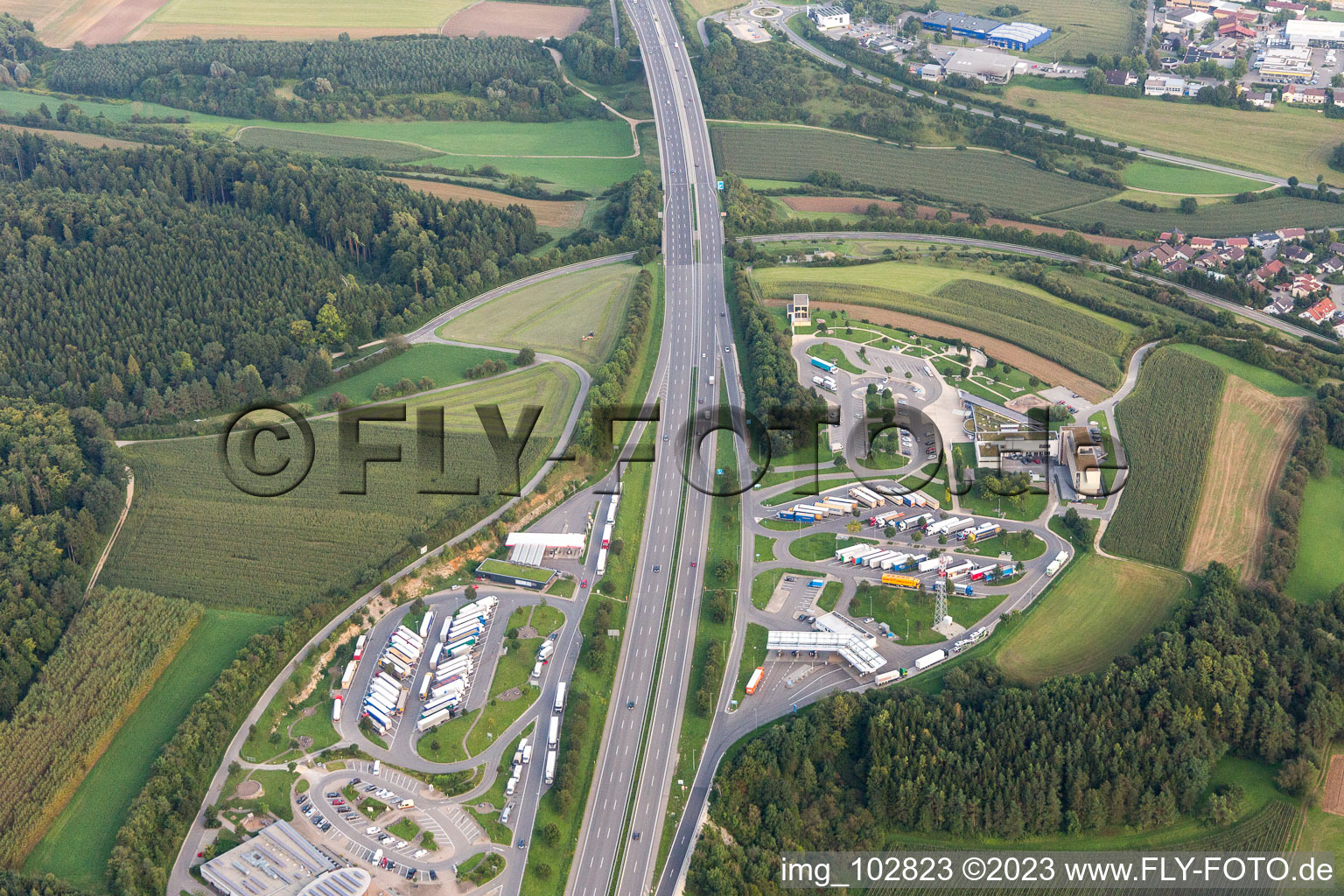 Engen in the state Baden-Wuerttemberg, Germany from above