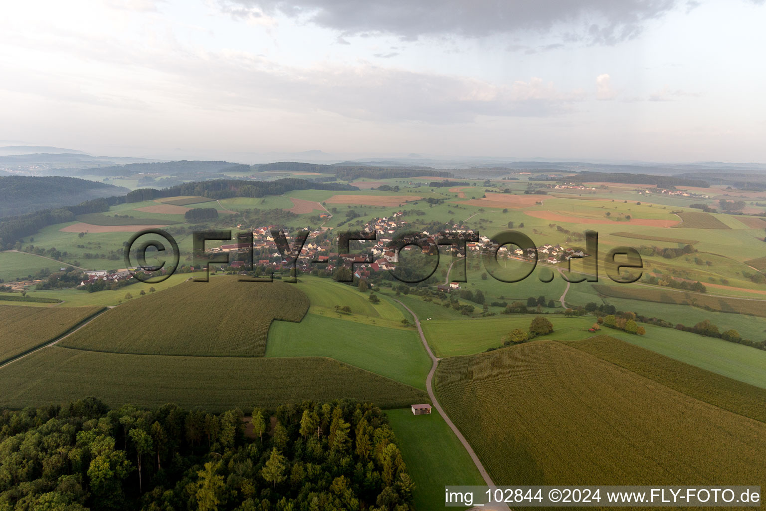 Aerial view of Mühlingen in the state Baden-Wuerttemberg, Germany