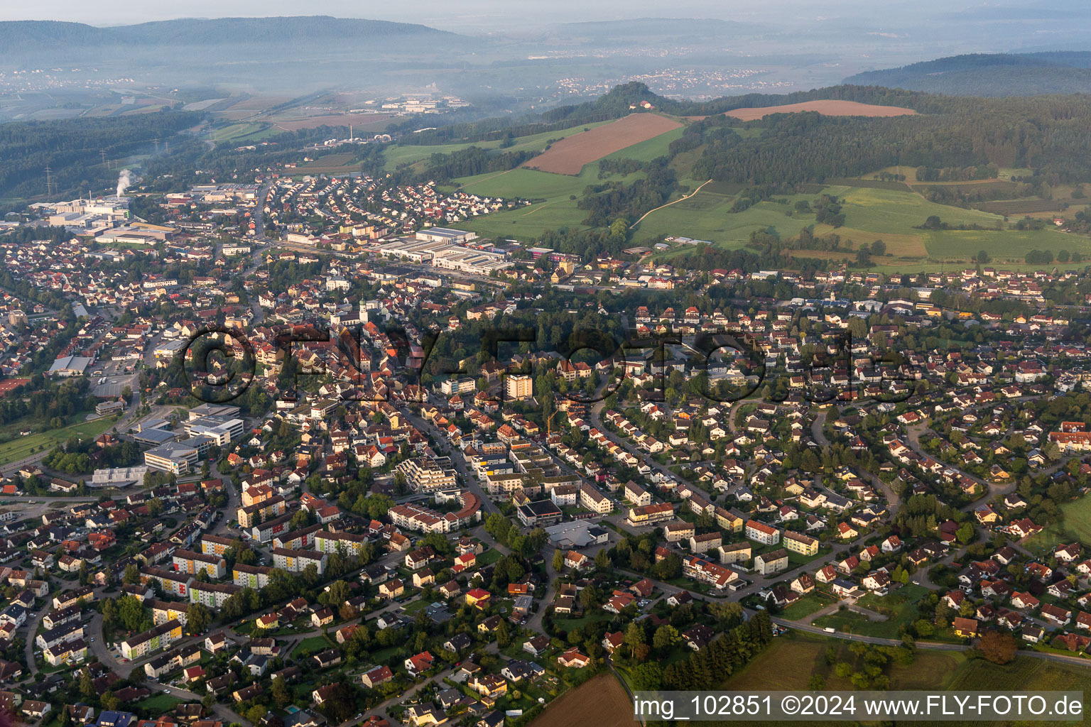 Town View of the streets and houses of the residential areas in Stockach in the state Baden-Wurttemberg, Germany