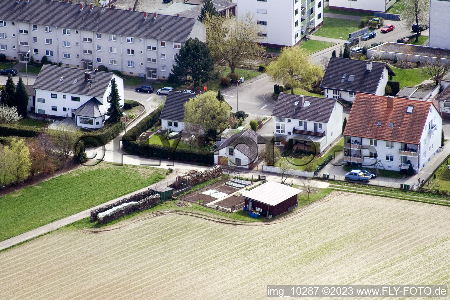 Aerial view of At the water tower in Kandel in the state Rhineland-Palatinate, Germany